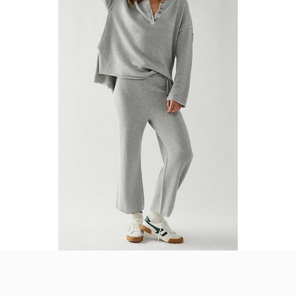 Free People Beach Elegant Gray Knit Lounge Ensemble